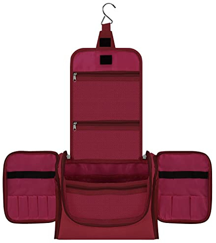 Vinsani Premium toalettväska stor kapacitet många fack hygien tvättväska badrum dusch bärbar hängande reseorganisatör för män och kvinnor vattentät kosmetisk makeup toalettartiklar, Rosa (Hot Pink)