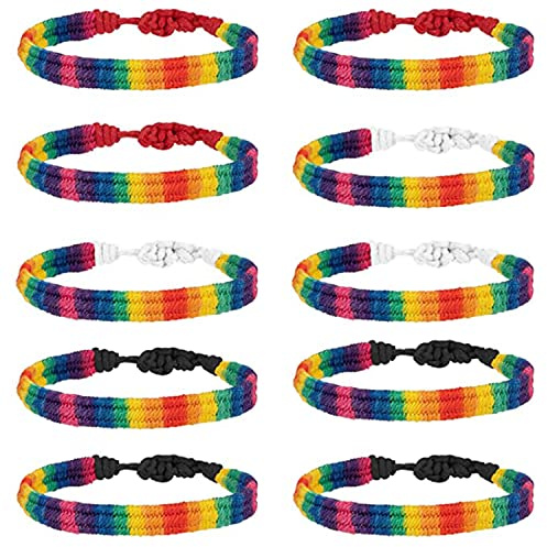 10 Pezzi Braccialetti Amicizia Intrecciati, Braccialetti Cotone Colorati Amicizia, Braccialetto Intrecciato Arcobaleno, Set Braccialetto Boho Regolabili, per Donne, Gli Uomini da Polso Cavigliere (A)