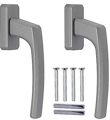Stahlia ergonomiska fönsterhandtag silver standard aluminium 2 stycken terrassdörrhandtag utomhus fönsterhandtag balkongdörrhandtag rasteroliv handtag för fönster balkongdörr terrassdörr handtag