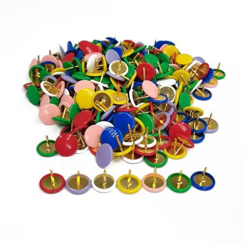 300 Stück Reißzwecken Bunt Reißnagel Metall Polsternagel Reisnägel Flacher Kopf Kreativ Pinnnadeln für Tapeten Fotos Weltkarte Pinnwände oder Korkplatten