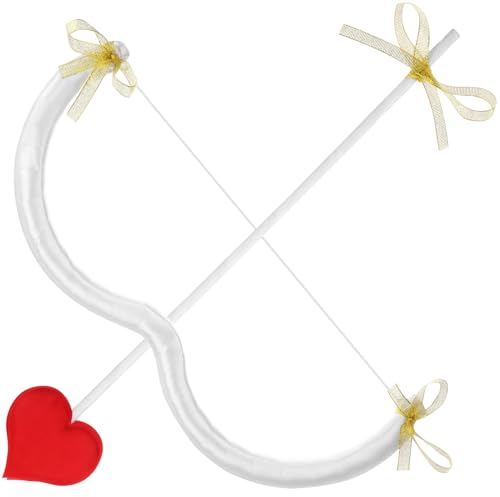 Leitee Valentinstag Amor Pfeil und Bogen Amor Zubehör Herzform Bogen Knoten Amor Valentinstag Kostüm für Damen Herren (Weiß)