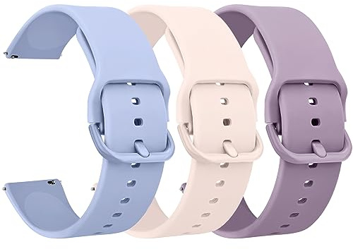 Meliya 3PACK Correas para 22mm Reloj Silicona de Liberación Rápida para Hombre y Mujer,Nuevo Suave Silicona Ajustable Pulseras de Repuesto para 22mm Reloj(Rosa/Azul/Púrpura2)