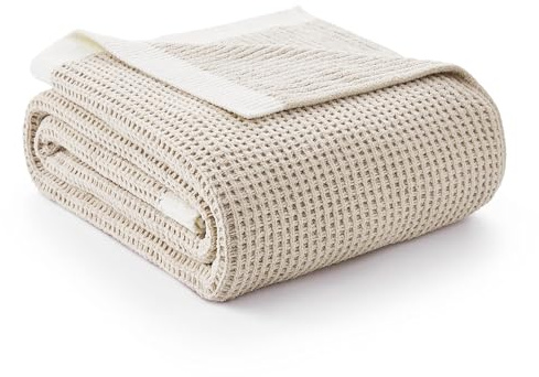 Amélie Home Chenille Throw Blanket, Soft Cozy Waffle Throw for Couch & Sofa, Warm Yet Lightweight, Breathable All-Season Throws for Women Men, Housewarming, Birthdays, 50x60, Beige