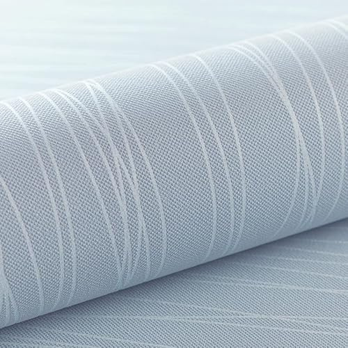 Cathpetic Blue Striped Wallpaper Features Metallic Silver Blue Textured Wallpaper for Living Room Bedroom Kitchen Hallway Front Room,9.5×0.53m Non Woven Fabric Wall Paper