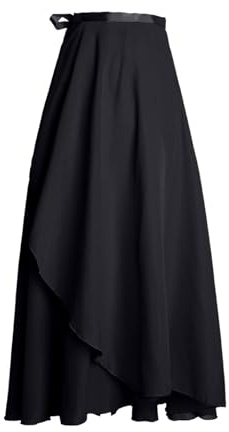 duxyoz Jupe de ballet longue pour femme - Jupe de danse transparente en mousseline de soie - Taille haute - Couleur unie - Légère et fluide - Jupe de danse pour adulte, 01 Noir, Taille unique