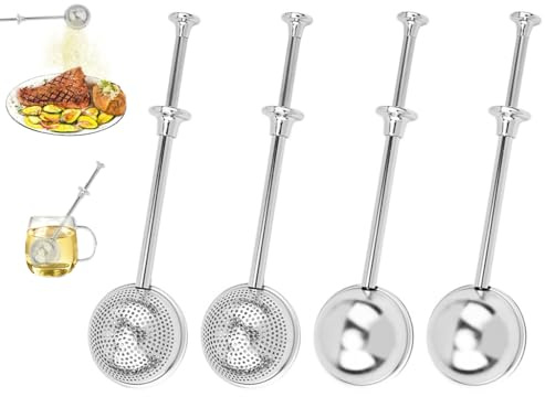 Abiyou 4PCS Pinzas de Té de Acero Inoxidable, Coladores de Té de Acero Inoxidable con Mango, Pinzas de Té Para Té Suelto, Infusor de Té en Forma de Bola, para Té,Azúcar,Harina,Especias,Cacao en Polvo