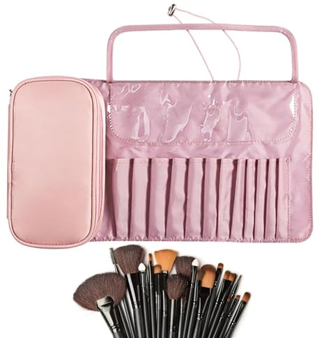 Borsa Trucco Da Viaggio - Pieghevole | Pochette Organizer Cosmetici | Portapennelli Professionale, Custodia Portatile Avvolgibile Per Donne, Ragazze, Bellezza, Viaggi E Trasferte