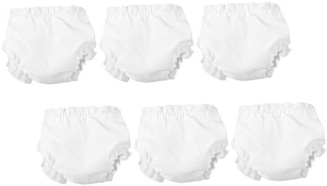 Alasum Lot de 6 Culottes Réutilisables pour Poupées 10 Pouces, Tissu Doux Blanc, Accessoires de Vêtements pour Poupée Bébé, Couches Factices pour Jeux D'imitation et Éveil des Garçon