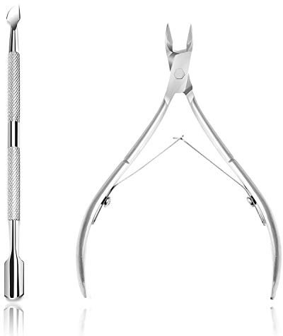 Pince à cuticules & Cuticle Pusher, Coupe-cuticules et outils pour enlever les cuticules en acier inoxydable pour ongles et ongles de pieds Outils de manucure Pédicure