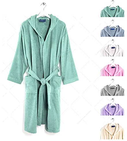Caleffi – Albornoz con Capucha 100% Algodón para Hombre y Mujer | Bata de Baño Suave y Absorbente | Albornoz de Algodón para Ducha, Baño, Spa o Sauna | Secado Rápido y Máxima Comodidad