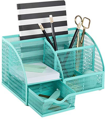 Blu Monaco Aqua Desk Organizer - Girly Cute Aqua Turquoise Desk Accessories - Storage for School Locker Bedroom or Home - Stationary Holder