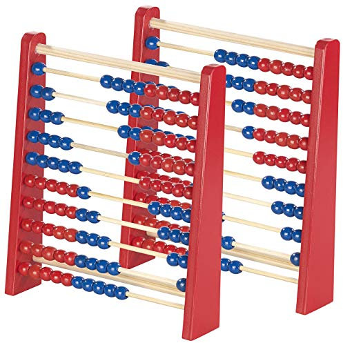 Playtastic Lernspielzeuge: 2er-Set Holz-Rechenschieber mit 100 Holzperlen, 2 Farben (blau & rot) (Abakusse Holz, Rechenrahmen, Spiele)