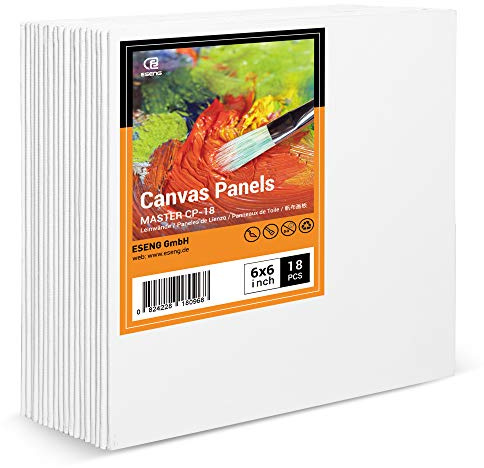 ESENG® Canvaspanel 18 stycken, 15 x 15 cm | 100% bomull, 280 g/m², canvastavsats, målarbox för akrylfärg, oljefärg, tempera och gouache