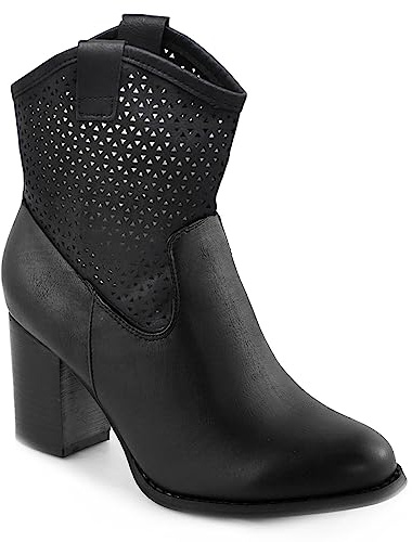 Toocool Stivali Donna Stivaletti Tronchetti Traforati Estivi Tacco Comodo G633 [38,Nero]