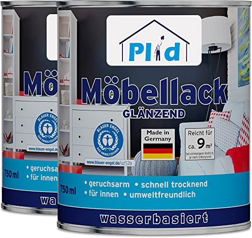 plid® Smalto per Mobili Bianco Lucido 1,5L - Vernice universale per legno, interni & esterni - Resistente alle intemperie, senza bisogno di carteggiare - Finitura durevole - Made in Germany