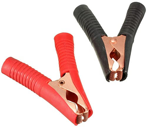 Greluma 2 Piezas Pinzas de cocodrilo de batería de Coche de 90mm de Largo, Pinzas de batería aisladas 100A, Abrazaderas de Cable de Puente de Cobre para Coche, camión, vehículo, Barco