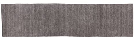 RUG PRINCE Wollteppich Gabbeh Uni 80x300 Handgewebt Läufer Grau Einfarbig Handarbeit Zimmer