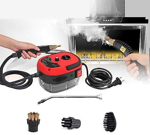 2500W High Pressure Steam Cleaner Portable High Temperature Steam Cleaning Machine with 3 Brush Heads 2 Spray Gun, 6 Adjustable Speeds Cleaning kit Tool for Kitchen Bathroom Furniture car D