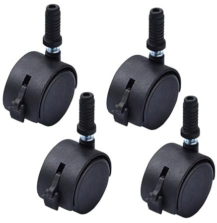 EXCEART 4pcs Swivel Caster Wheels Plate and Bearing for Office Chairs and Furniture Black Non-marking Wheels for Smooth Rolling Carpet and Hard Floors