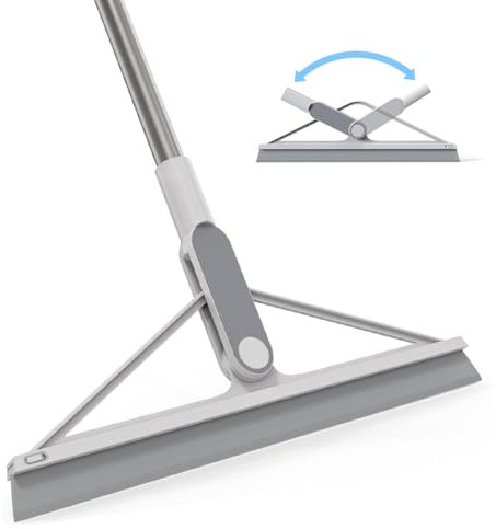 Fouvin Limpiacristales para suelo y ducha con mango, de silicona, extensible, para limpieza de suelos, color gris