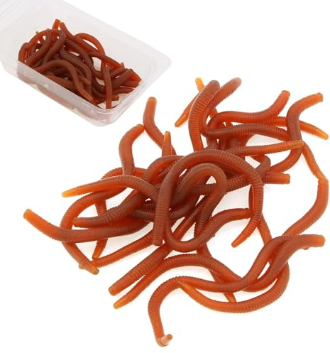 Ceeyoll 10 Piezas Lombrices Artificiales Gusanos para Pescar Gusano Rojo de Plástico Simulado Lombriz Artificial Realista Adecuado para Juegos de Pesca Decoraciones de Halloween Etc