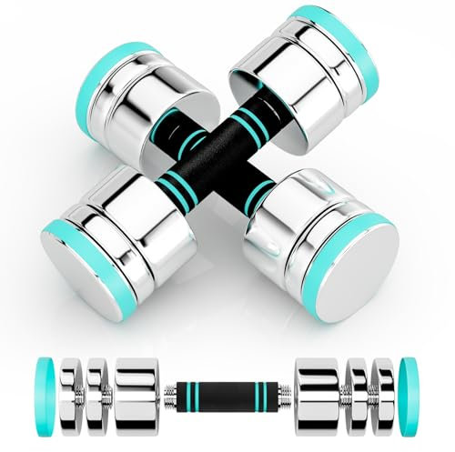 Verstellbar Stahl Kurzhanteln - Hantel 2er Set Ultrakompakte Hanteln 5kg 10kg mit Schaumstoff-Griff für Fitness Training Gym Zuhause