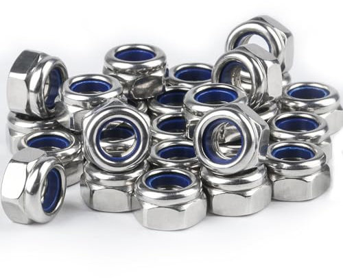 80 Pièces Ecrou M8 Inox, Écrou Nylstop en Acier Inox DIN 985, Écrous Autobloquants en Nylon, Écrous Hexagonaux en Acier Inoxydable, Ecrous de Blocage Serrage pour Vis Boulons Tiges Filetées