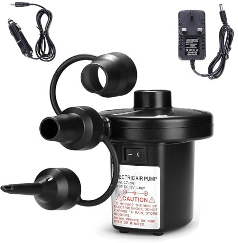 Electric Air Pump,Portable Quick-Fill Air Pump with 3 Nozzles,110V AC/12V DC,Perfect Inflator/Deflator PumpsOutdoor Camping,Inflatable Cushions,Air Mattress Beds,Boats,Swimming Ring