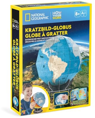 CubicFun 661082 Scratch Picture Globe Kit, 3D Craft Globe for Scratching, Experiment Set for Children from 8 Years