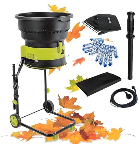 ZYLDDS Biotrituratore Elettrico da 2500 W, biotrituratore per Compost, trituratore di Rami, trituratore di Foglie, biotrituratore per Foglie da Giardino, Diametro dell'imbuto di 54 cm Powercord×60m