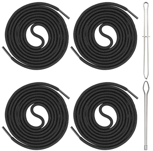 MISIQIMA 4 unidades de cordón para pantalones de jogging, 150 cm de cordón para sudadera, banda negra para pantalones con capucha, apto para sudaderas, pantalones de deporte, bañadores y sudaderas con