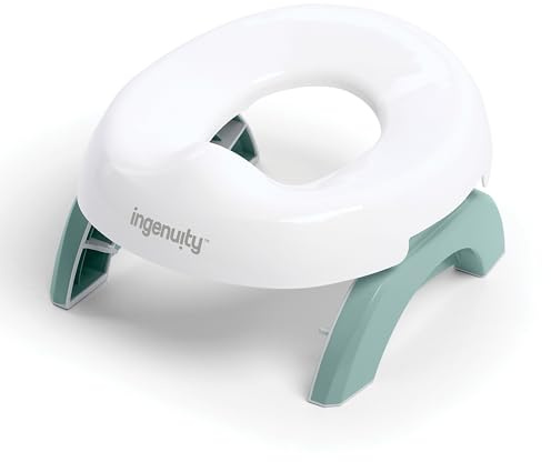 Ingenuity My Travel Potty, 2-in-1 Baby and Toddler Portable Potty Seat & Potty Ring, Lightweight Foldable, Includes Travel Bag & 3 Disposable Liners, Neutral