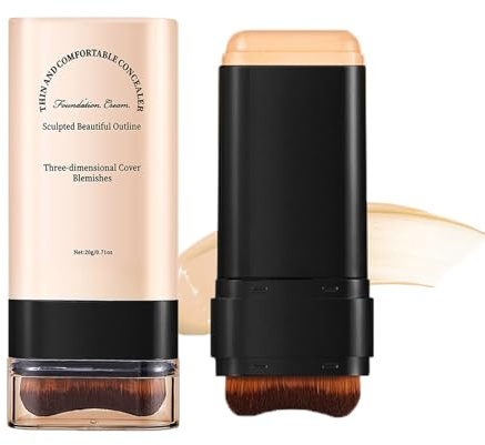 Full Coverage Foundation Stick, fondotinta multiuso, crema fondotinta con pennello, correttore a doppia testa e Contour Stick, impermeabile, finitura opaca (03# beige caldo)