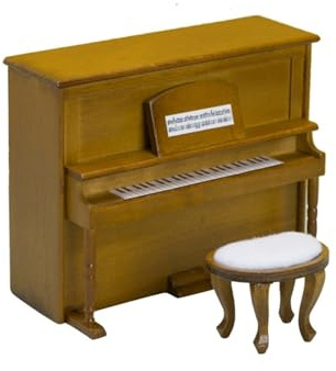 Set Di Miniature Di Strumenti Musicali Modelli Di Mobili In Miniatura Pianoforte Verticale E Panca Come Oggetti Scena Per La Fotografia(Walnut)