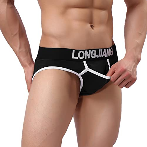 Generisch Mutande da uomo, morbide, traspiranti, skinny, in vita, antiodore, alla moda, funzionali, estive, con tasca aperta, Nero , S