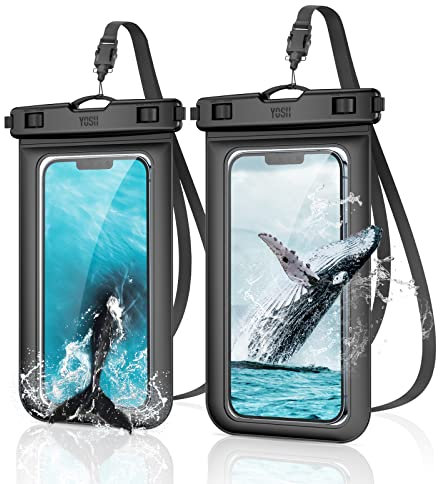 YOSH wasserdichte Handyhülle [2 Stück], 7,0 Zoll IPX8 Unterwasser Handyhülle, Handy wasserdichte Hülle für iPhone 17 Air 16 15 14 13 12 11 Pro Max Samsung S25 S24 S23 S22 Ultra Xiaomi 15 14 - Schwarz