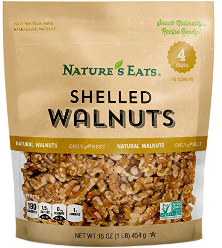 Nature’s Eats Shelled Walnuts 16 oz - 100% Natural Raw Walnut Halves & Pieces - Unsalted Healthy Snack - Fresh, Crunchy, Kosher Certified, Non-GMO, Keto-Friendly Baking & Cooking Nuts