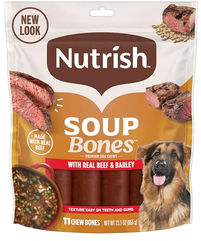 Nutrish Soup Bones Premium Dog Chews with Real Beef and Barley, 11 Chews, Packaging May Vary (Rachael Ray)