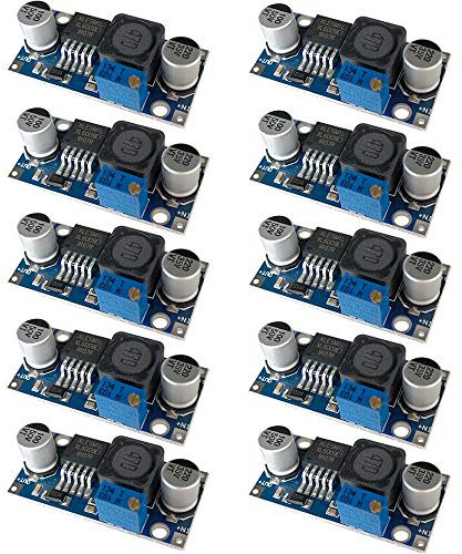 QitinDasen 10Pcs Premium XL6009 DC to DC Boost Converter Module, 3～32V to 5～35V Step-Up Voltage Regulator, 4A Adjustable Power Supply Step-Up Module