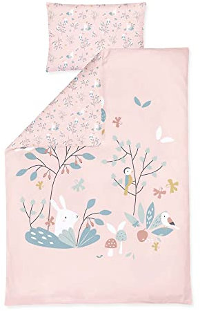 Julius Zöllner Kinderbettwäsche 100% Baumwolle, Standard 100 by OEKO-TEX, made in Germany, Gr. 100x135 + 40x60 cm, Rosalie