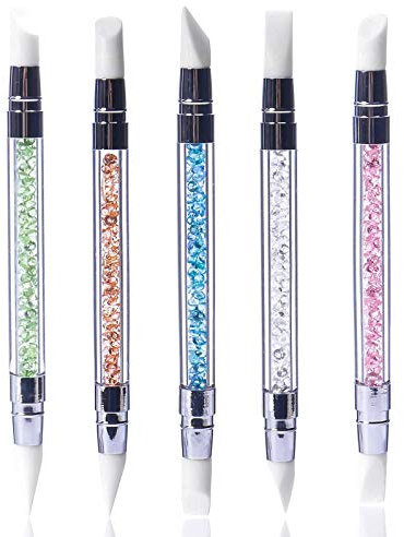 Hanyousheng Silikon Nagel Pinsel, 5pcs Gel Schnitzen Pinsel, Strassstein Picker, Silikon Kopf Acryl Griff Salon Werkzeug-Set, Doppel Köpfe DIY Maniküre Werkzeug