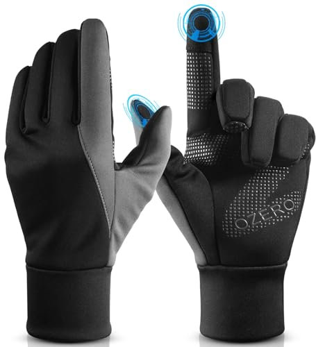 OZERO Herren Wasserdicht Thermohandschuhe, Touchscreen Winterhandschuhe Fahrhandschuhe Fahrradhandschuhe Laufhandschuhe (XL)