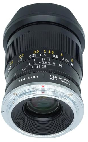 TT Artisan Fisheye - Obiettivo grandangolare da 11 mm f 2.8, attacco Nikon Z, per formato full frame in alluminio, angolo di visione 180 gradi, Nero