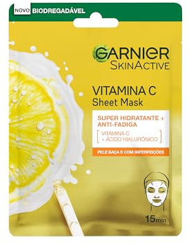 Garnier Maschera in Tessuto Skin Active Hydra Bomb, Idratante e Illuminante, Con Vitamina C e Acido Ialuronico, Per Pelli Spente e Non Uniformi, 28 g