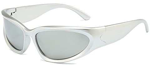 Long Keeper Polarisierte Sport Sonnenbrille Herren Damen - Retro Futuristische Sonnenbrille Polarisiert Angeln Fahrradbrille Sportbrille Wrap Around Brille