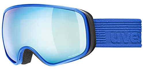 uvex scribble FM - stylische, verspiegelte Skibrille mit extra weitem Sichtfeld und Anti-Fog-Beschichtung für Kinder - cobalt mat/blue-clear - one size