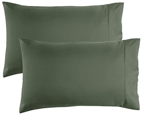 Bedsure Pillow Cases 2 Pack - Brushed Microfiber Pillowcases with Envelope Closure,50x75 cm Pillow Covers for Hair and Skin, Pillowcase Standard Size Set of 2, Gifts for Women, Olive Green