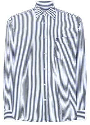 El Búho Nocturno Camisa Hombre Manga Larga - Invierno 100% Algodón Franela Cuadros o Popelín Antiarrugas - Bolsillo Tallas Grandes Holgada Button-Down Shirt - 50% Bambú, 50% Poliéster, Azul 0306, M