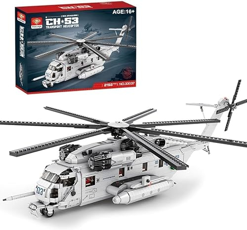 KeKeDuo Militär Hubschrauber Bausteine Bauset, 2192 Teile CH-53 Sea Stallion Transport Helicopter Modellbausatz, 1:35 MOC Klemmbausteine Flugzeug Konstruktionsspielzeug Kompatibel mit Andere Marken