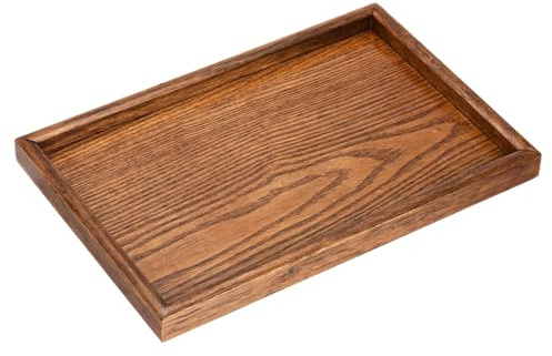 M METERXITY Trä serveringsbricka – rektangulärt trä dekorativt fat, köksbricka, bordsuppsats ljushållare brickor, applicera på hem kafé middag (30 x 20 cm)